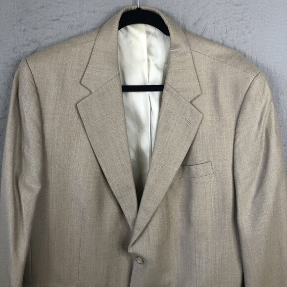 Oscar De La Renta Blazer Mens 46R  Cream Silk Wool Sport Coat Jacket Career - Picture 2 of 16